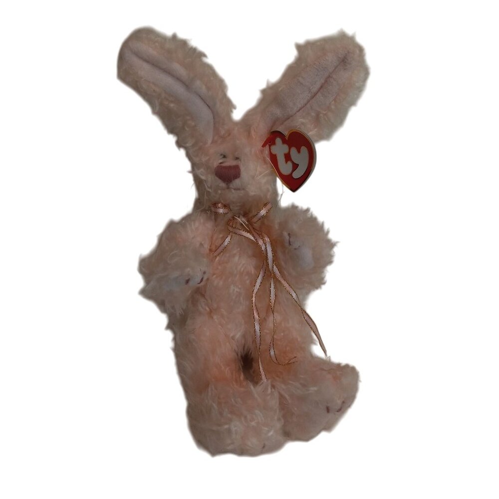 Ty Attic Treasures Collection Blush Bunny Plush Toy With Ribbon Bow